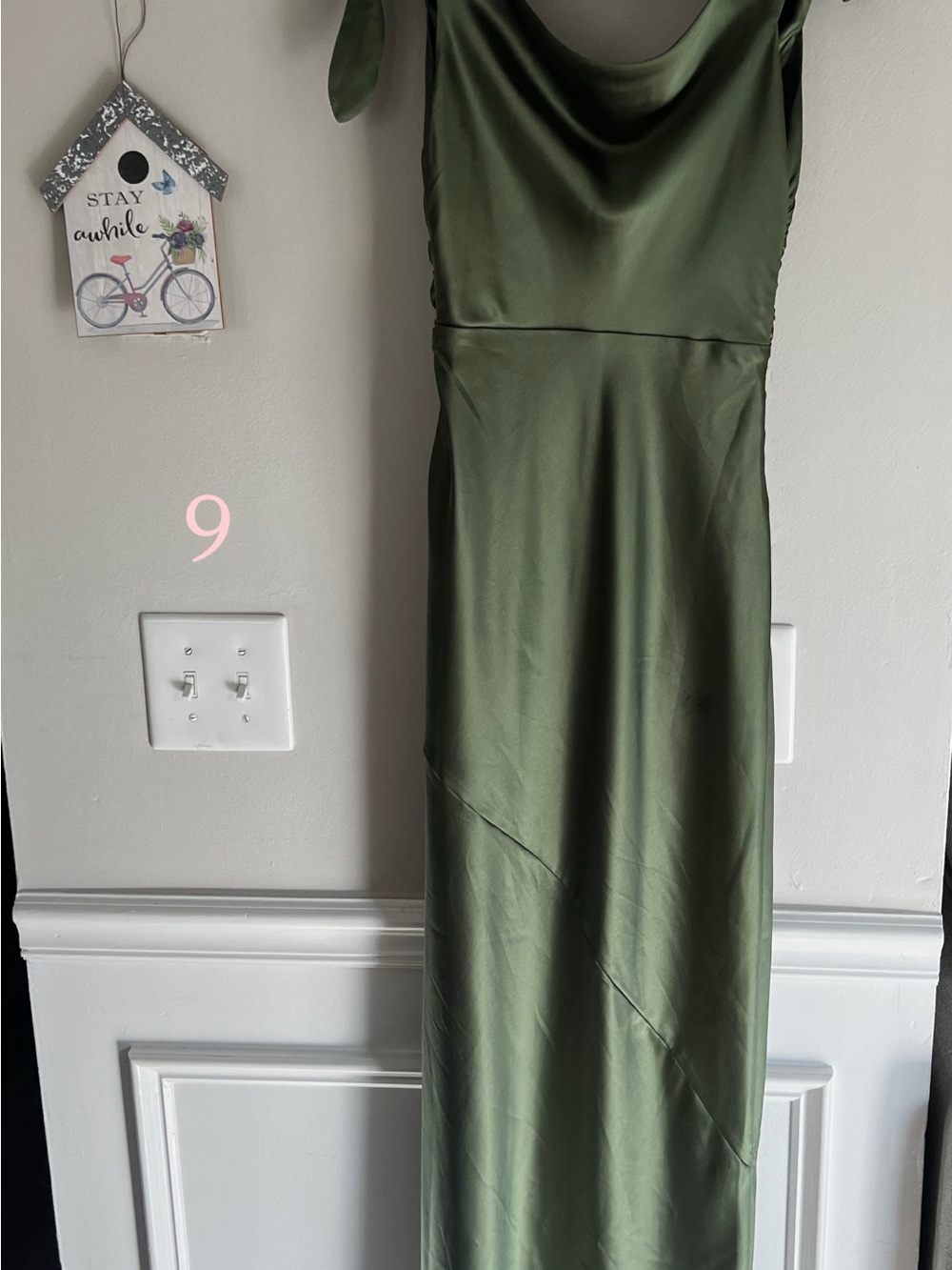 Olive Green Satin Women's Dress